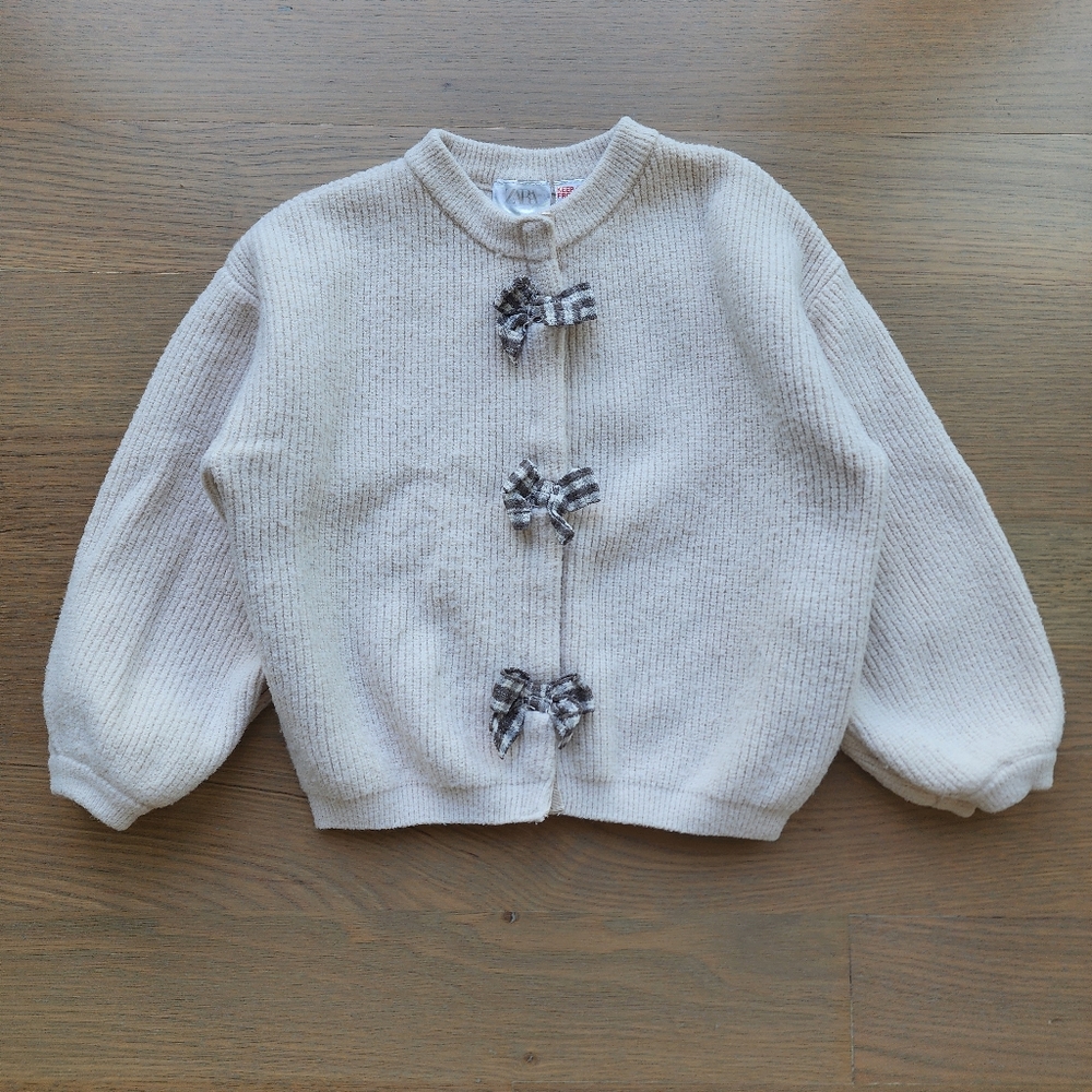 Zara button down cardigan with bows 3-4T